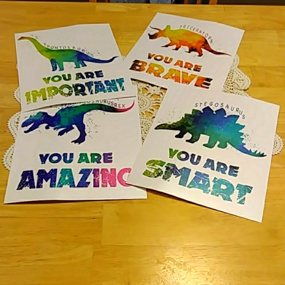 Unframed Dinosaur Prints, Dino affirmation prints for boys room